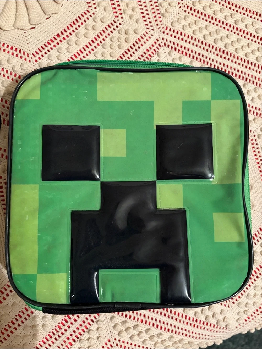 Minecraft Pixel-Print Green Backpack with Lunch Bag